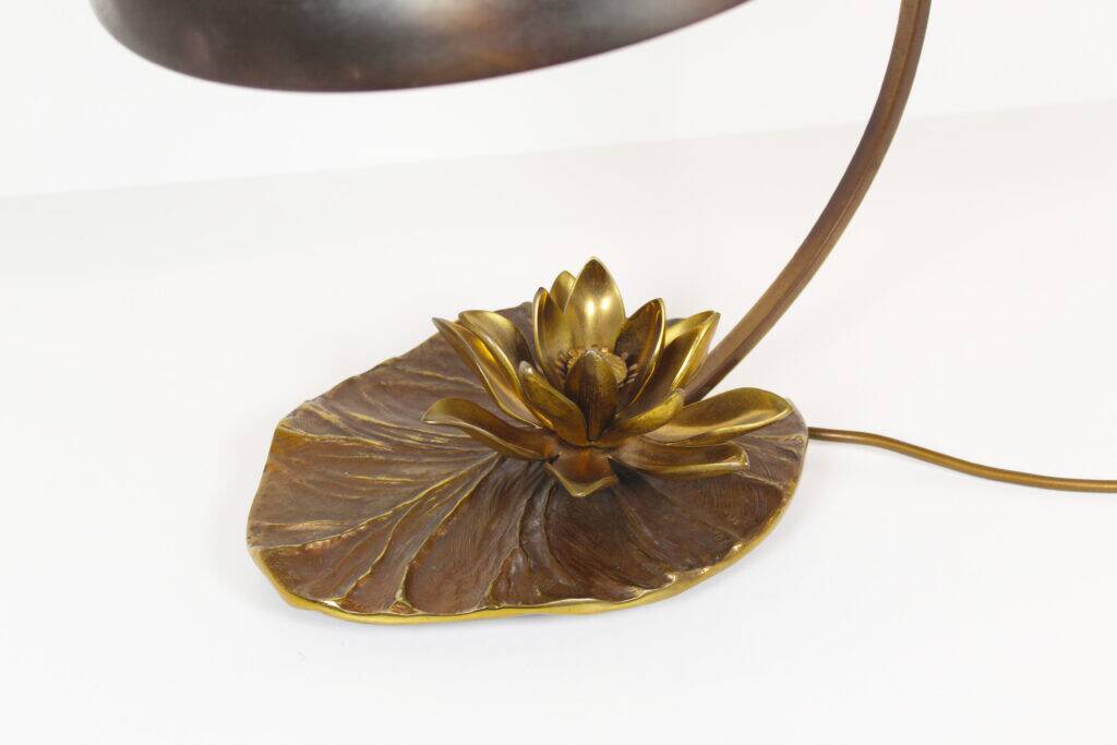 Stunning solid bronze 'Lily' table lamp signed by Maison Charles