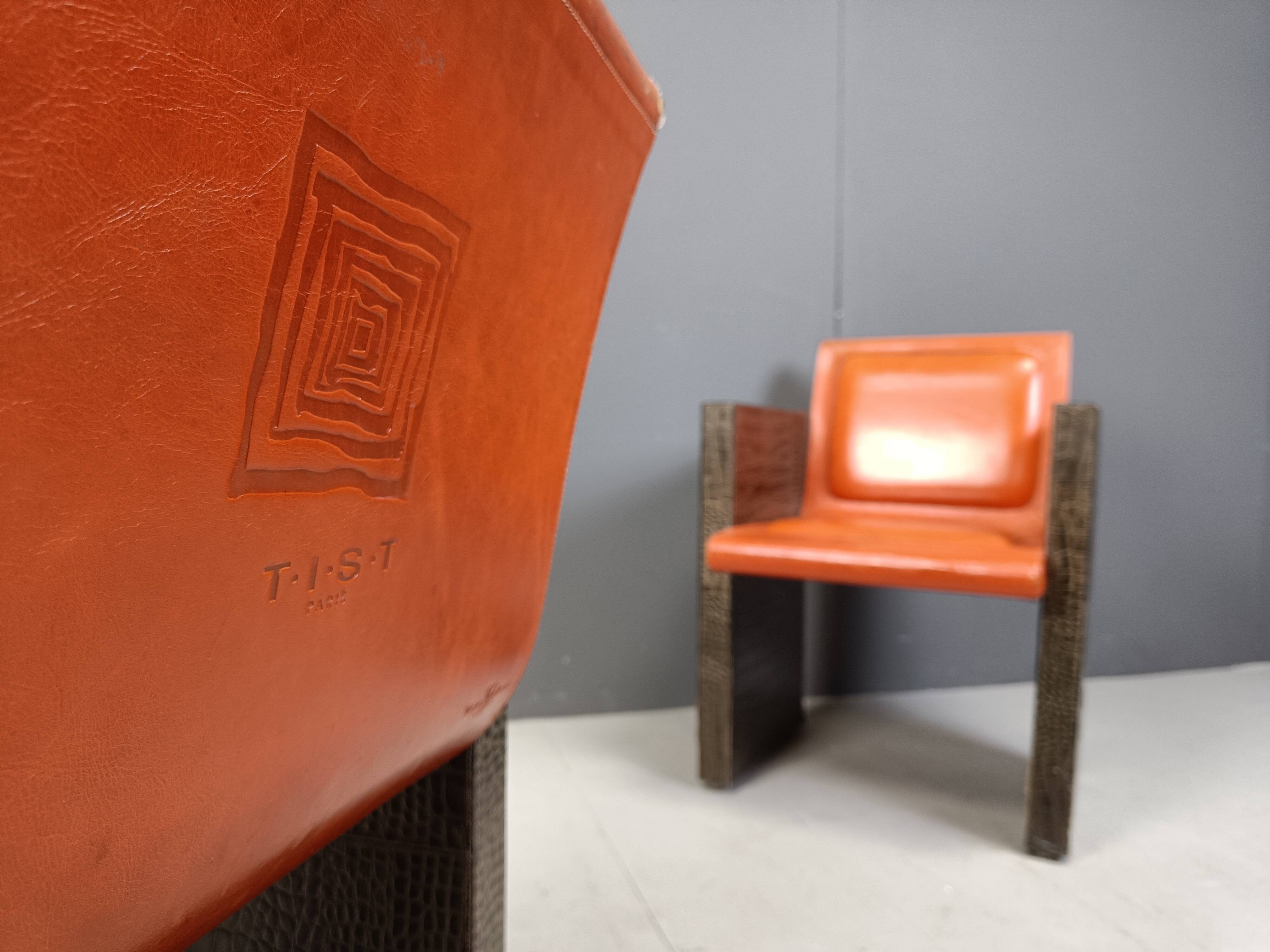 Vintage french armchairs in leather by Maison Vandamme, 1970s