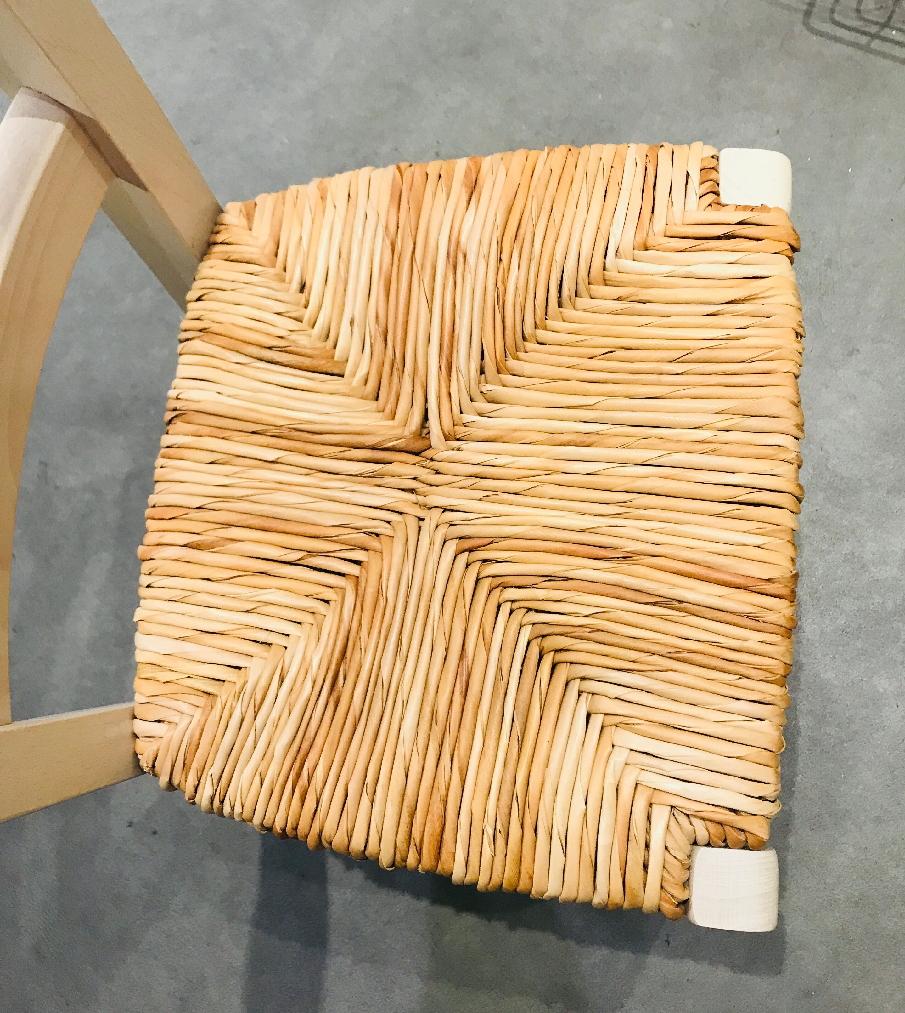 Straw seated wooden chair