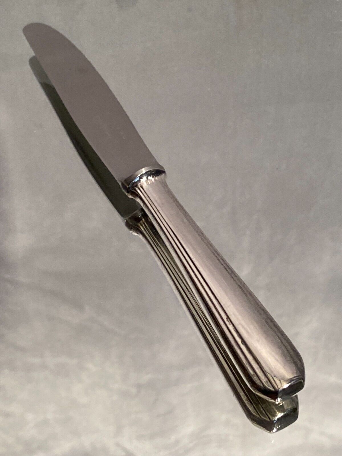 Dessert knife in silver metal signed Christofle model Boréal