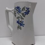 Pichet ancien céramique fleurs bleu