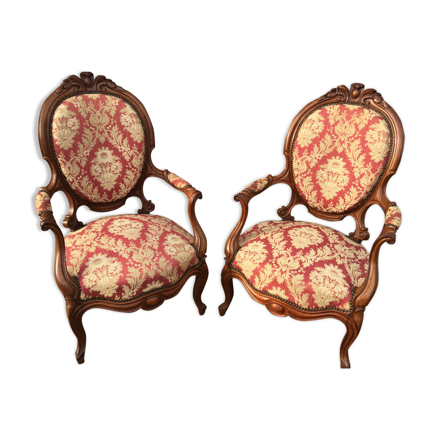 Pair of napoleon III armchairs, 19th century