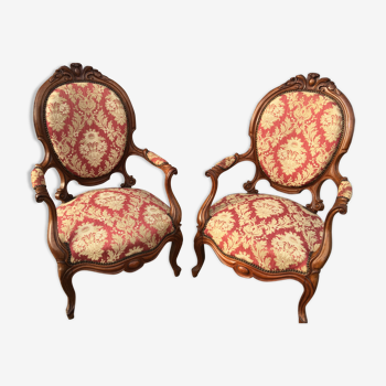 Pair of napoleon III armchairs, 19th century