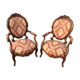Pair of napoleon III armchairs, 19th century