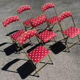 Set of 6 gold metal folding chairs