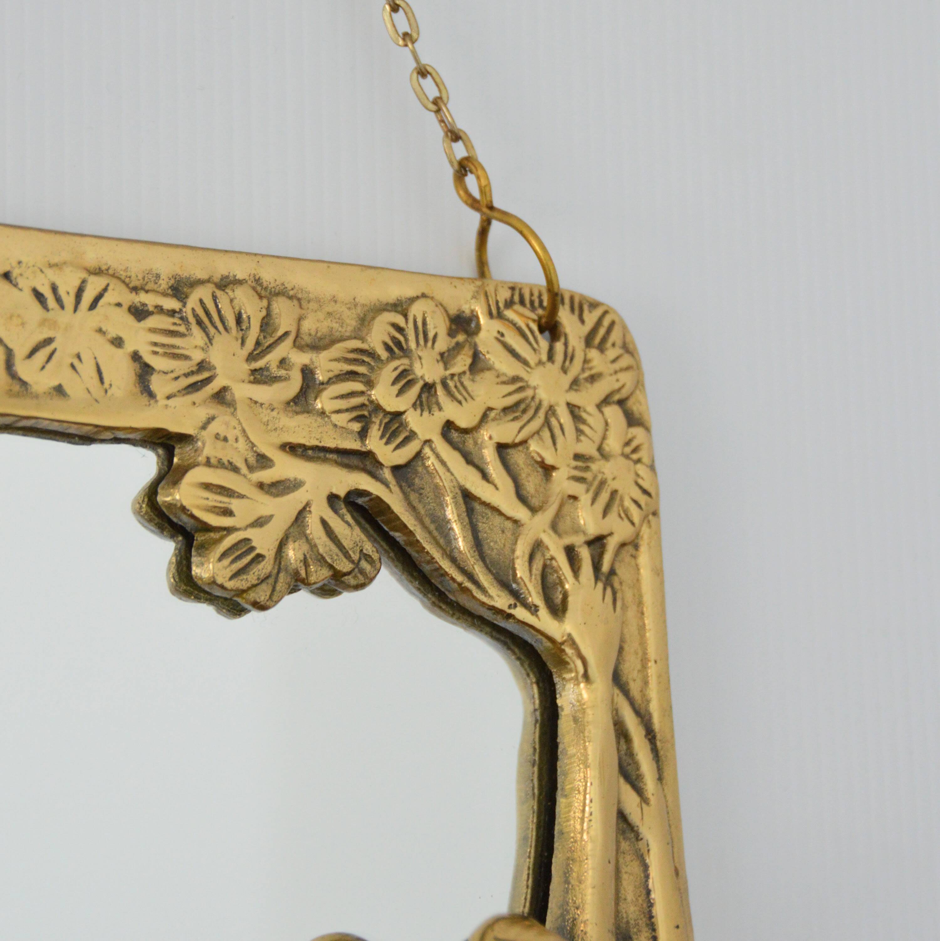 Vintage Art Nouveau Gilded Brass Wall Mirror