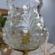 Brass foot table lamp, transparent textured molded globe, art deco style