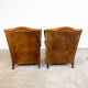 Set of two sheep leather wingback armchairs Delft