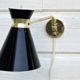 Adjustable stem wall lamp with ball head, diabolo lampshade