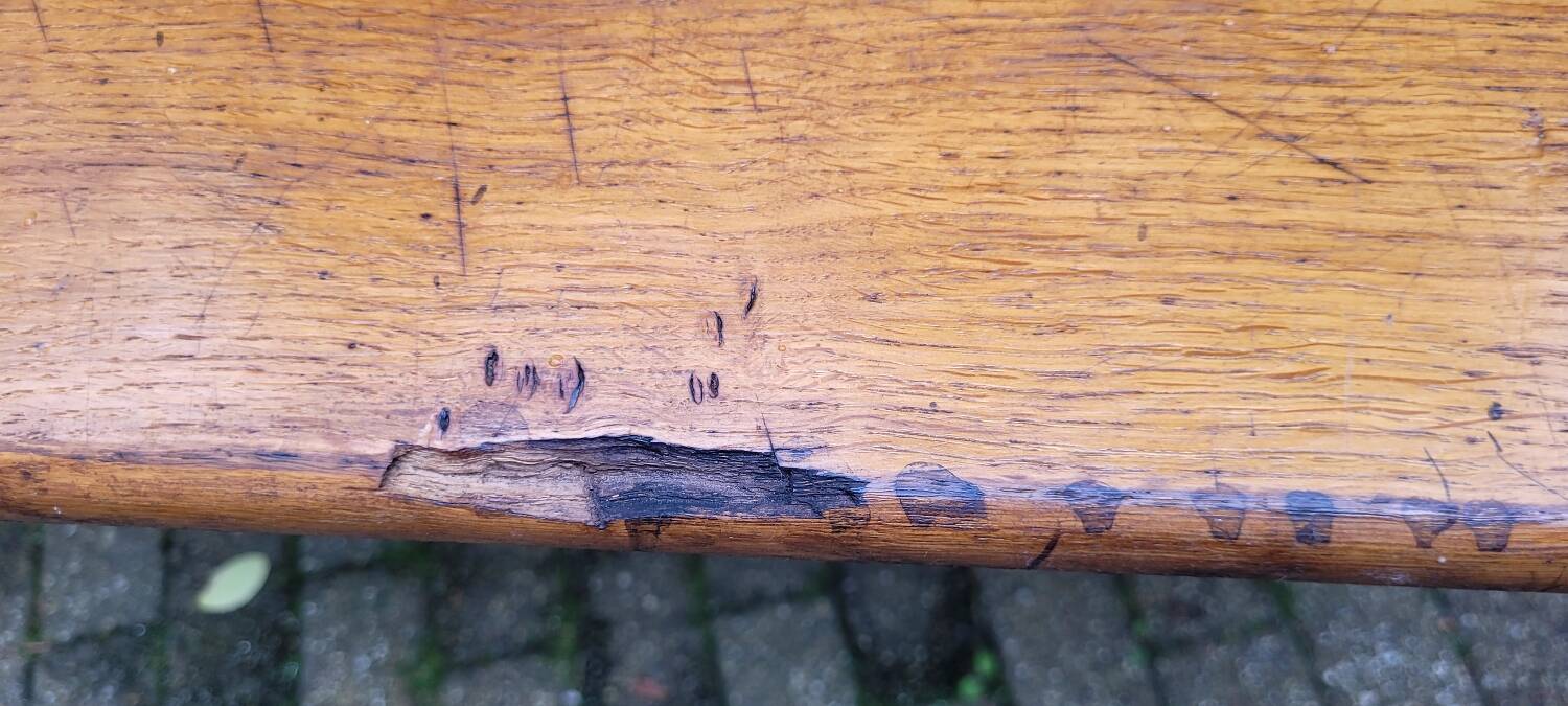 Vintage 60s school table in wood and metal