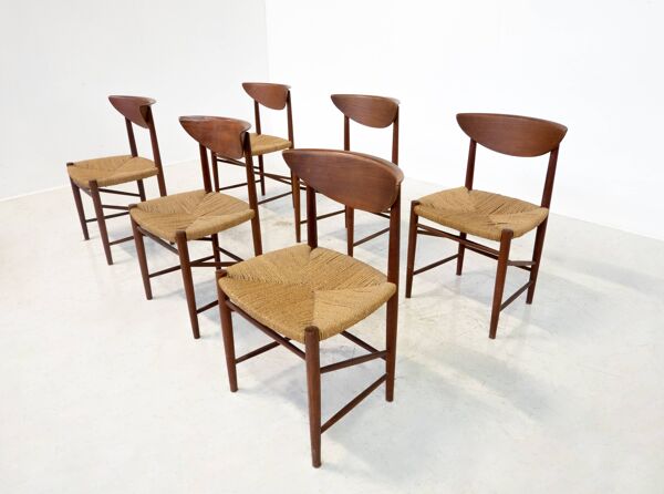 Mid-Century Set of 6 Chairs Model 316 by Peter Hvidt & Orla Mølgaard Nielsen pour Søborg Møbelfabrik
