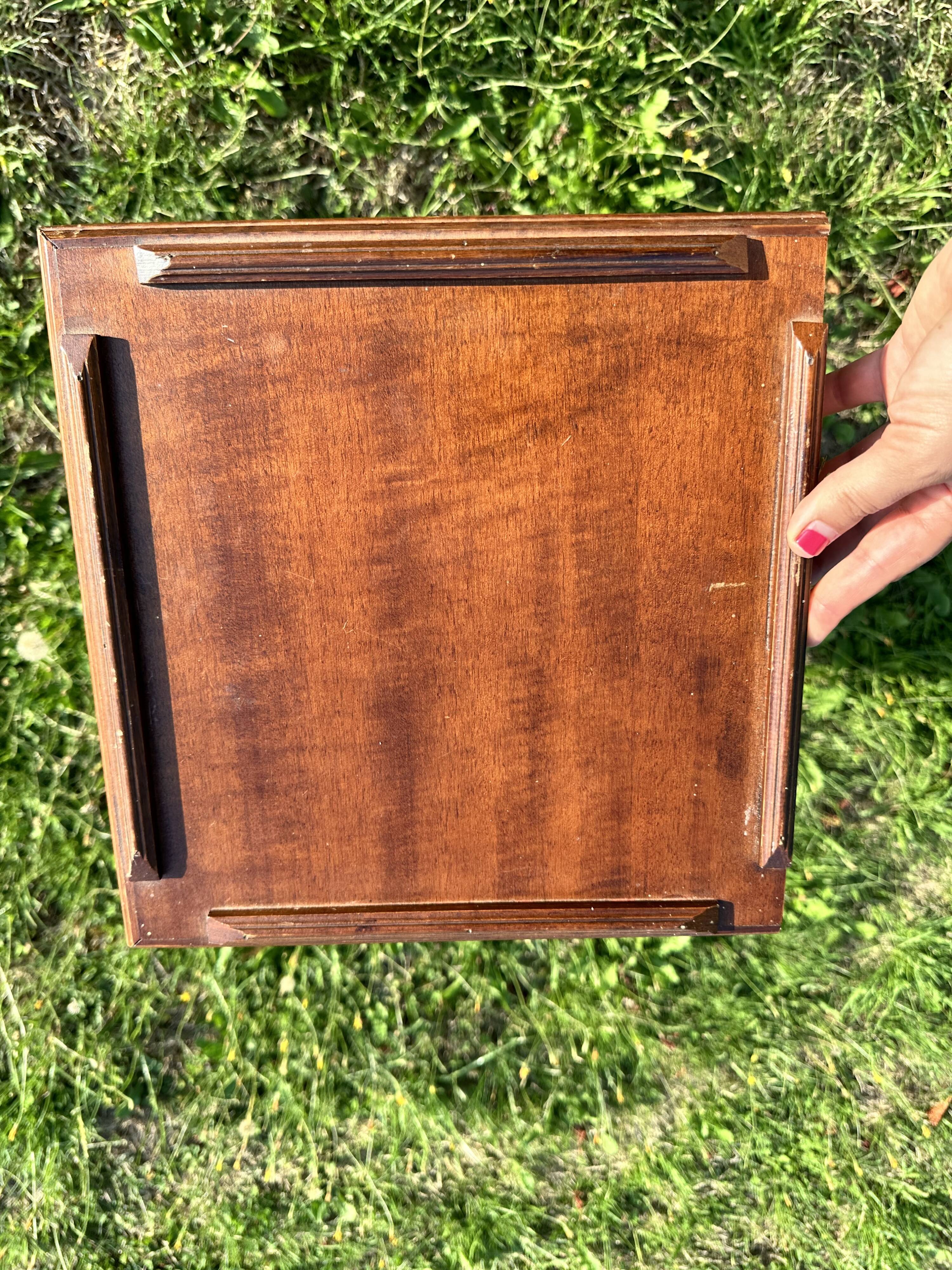 Vintage Dark Brown Wood Side Table - Vinyl Record Book Holder