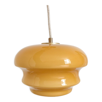 Vintage opaline mustard yellow pendant lamp
