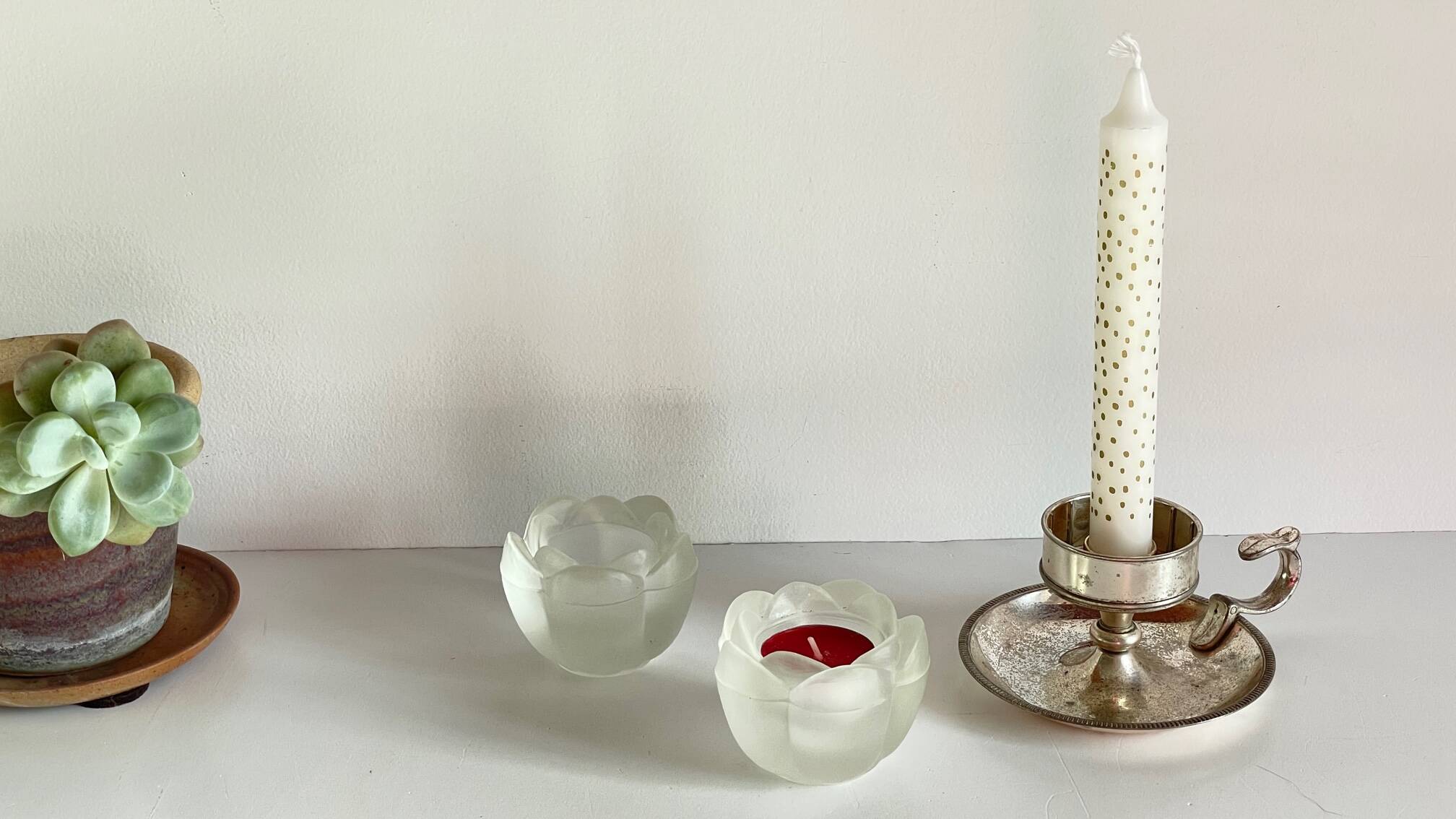 Vintage Silver Glass Candle Holder