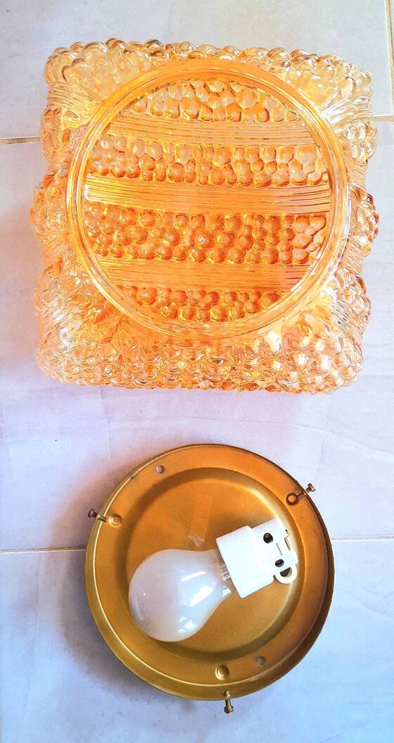 1970s iridescent glass bubble ceiling light