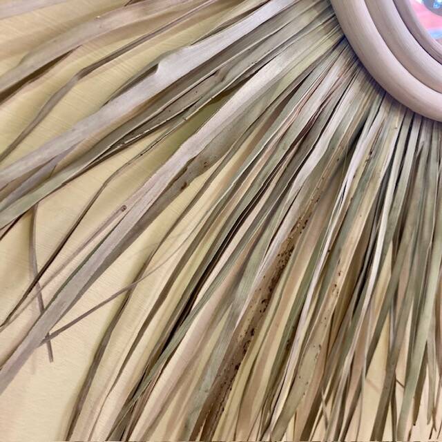 Sunburst Mirror in Rattan and Palm Leaf