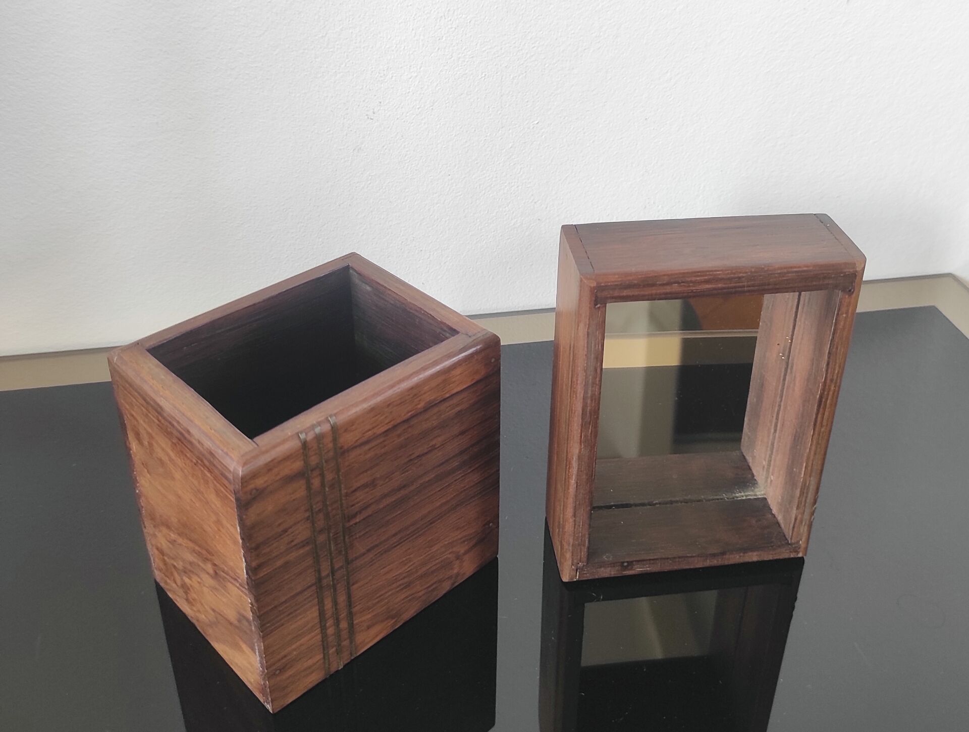Vintage pocket trays in rosewood and brass – style A