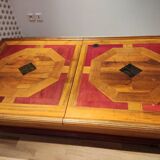 Table en bois massif avec plateaux coulissants