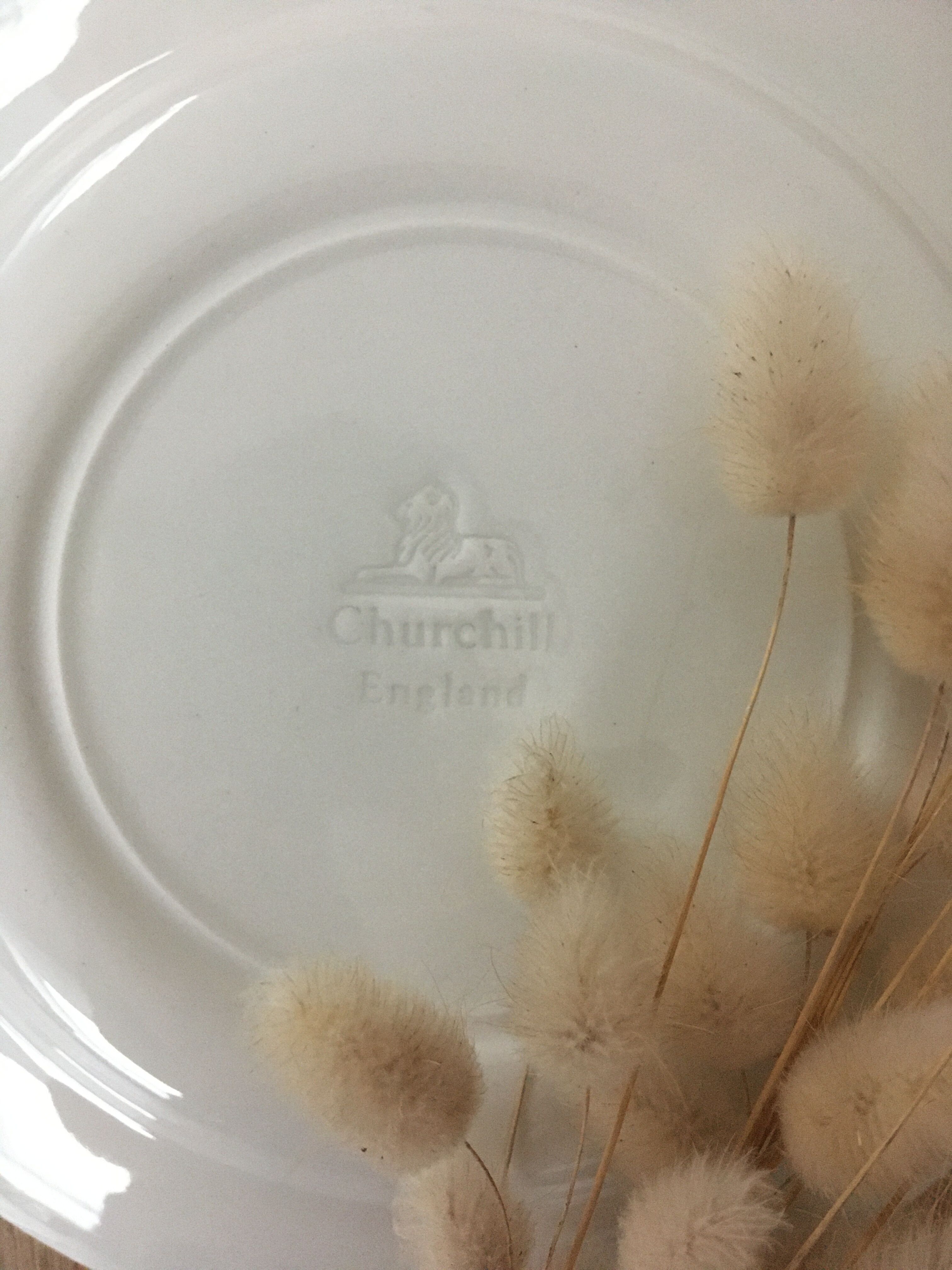 4 Churchill flat flowery plates