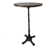 High table with cast iron legs and solid oak top