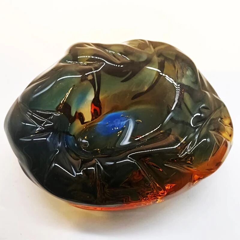 1950s large ashtray completely hand-blown and handcrafted in Murano glass, made in Italy - 18 cm