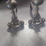 Pair of bronze and steel chenets XIX Holland