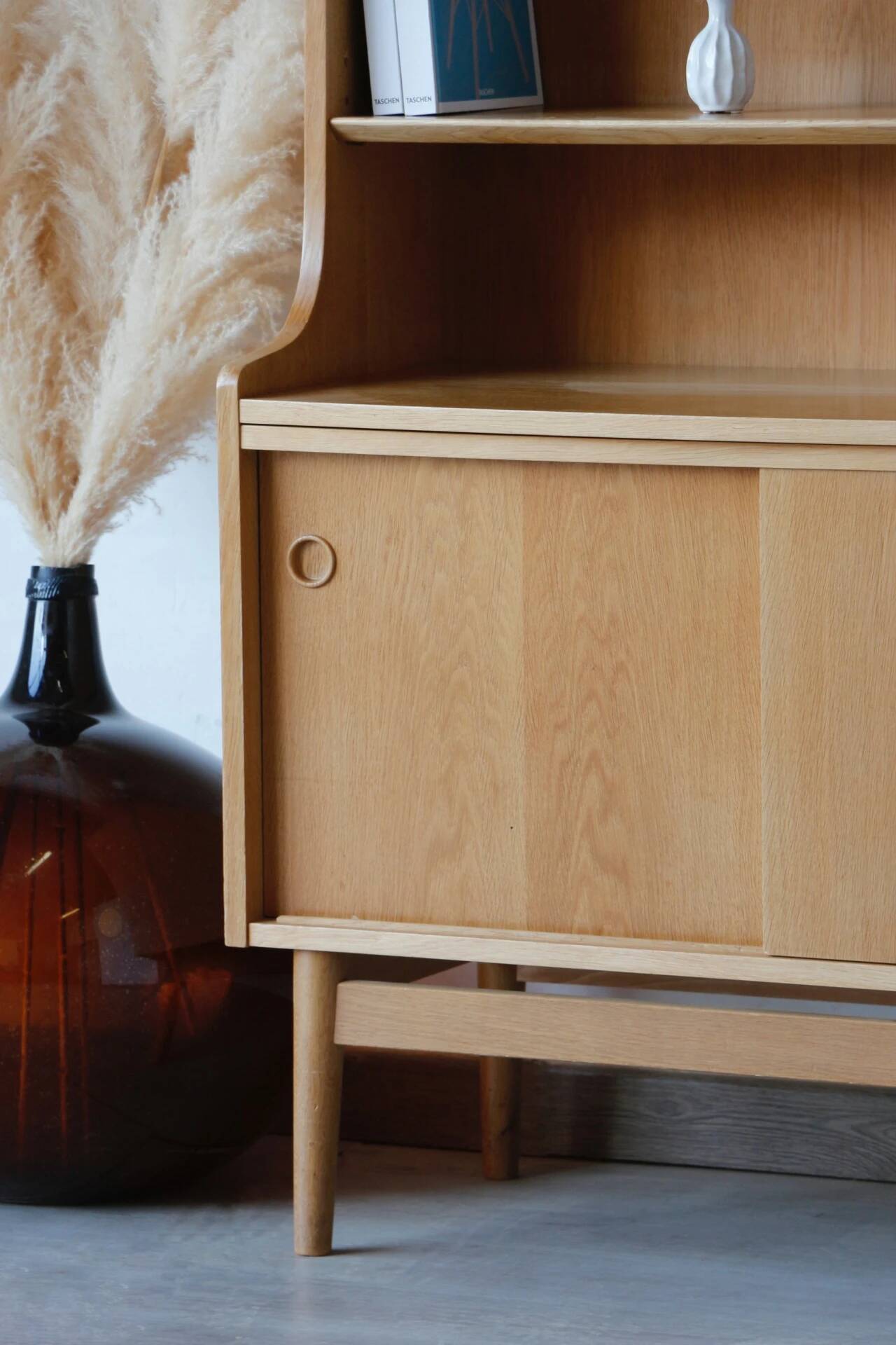 Renovated vintage Scandinavian oak library