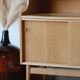 Renovated vintage Scandinavian oak library