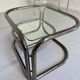 Vintage tubular coffee table with glass top, Italian design Morex, 70s