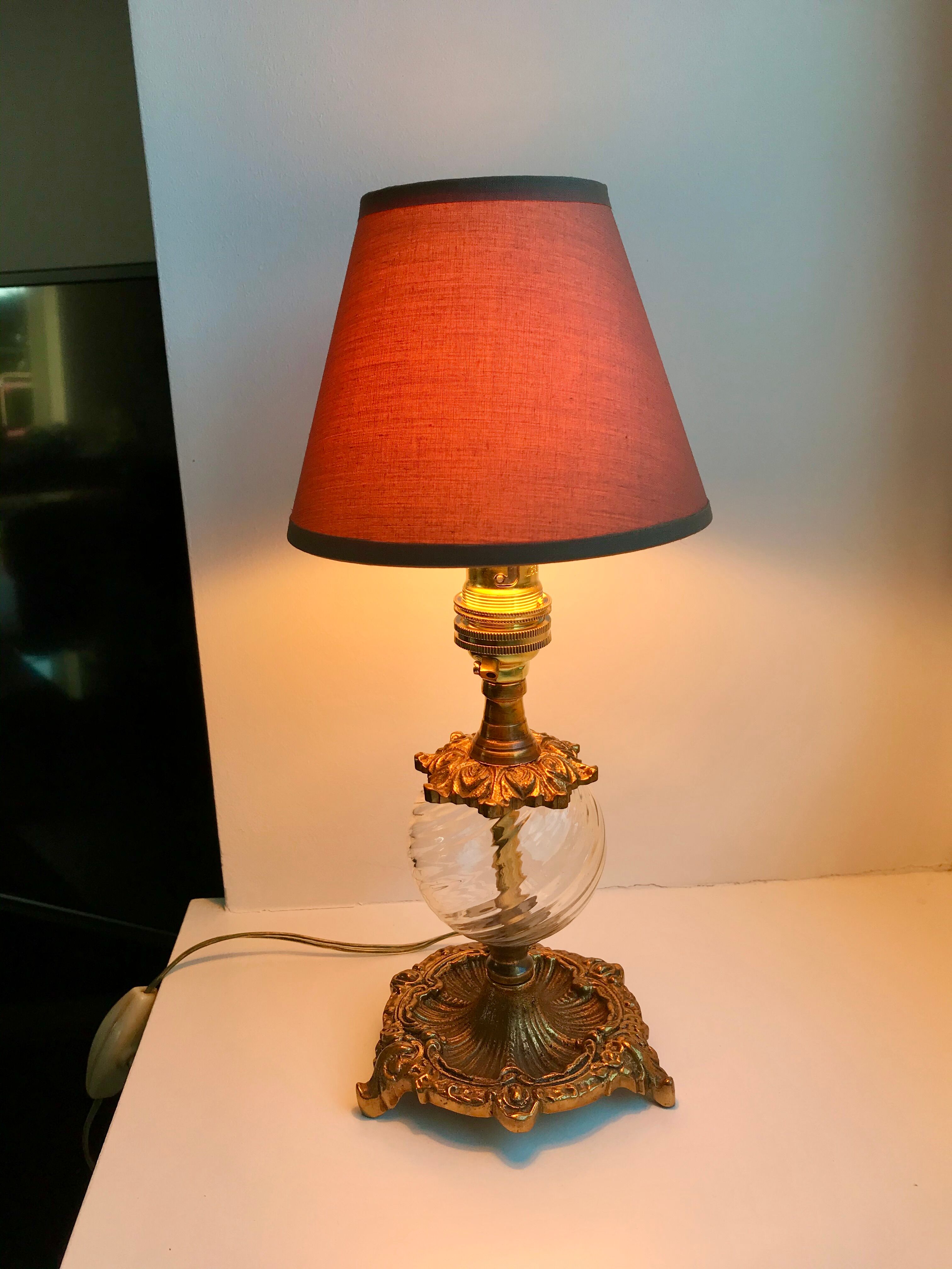 Pair of table lamps in bronze and glass early twentieth century