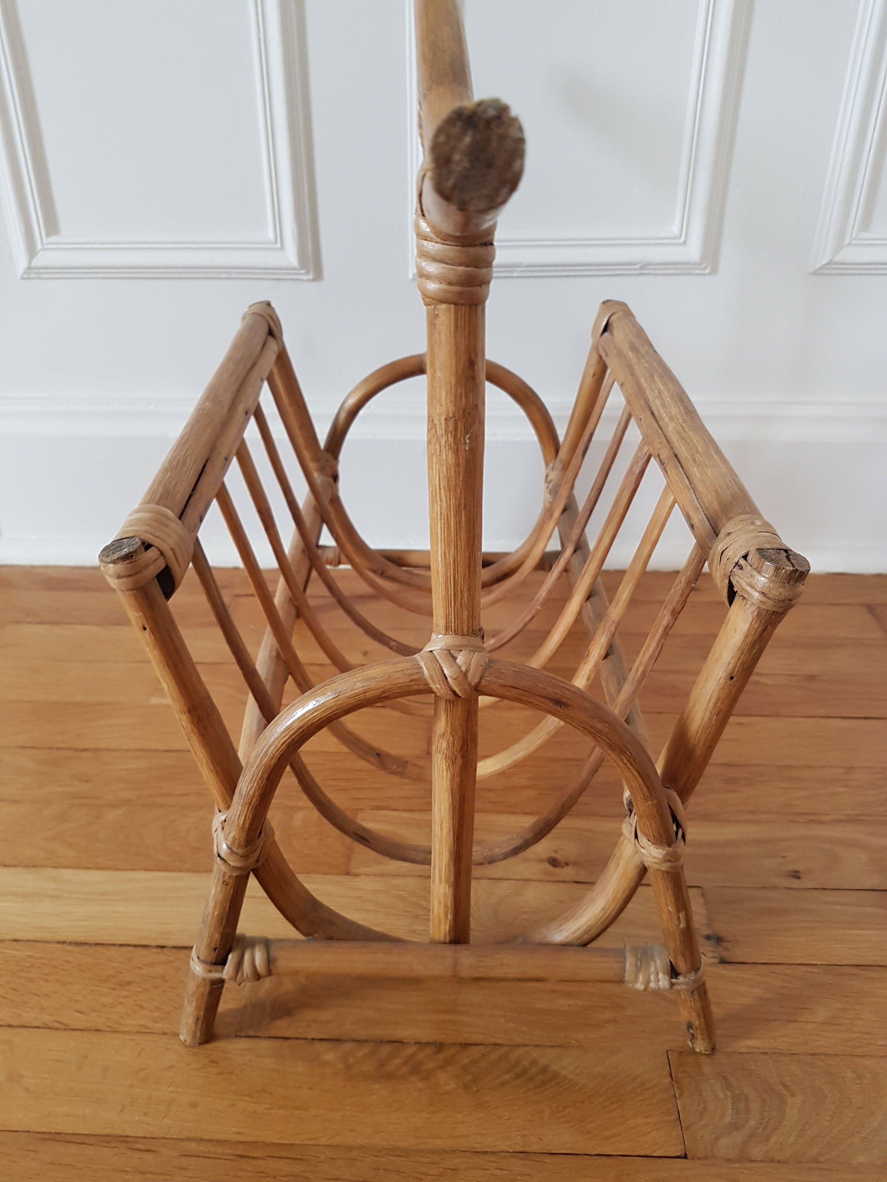 Vintage rattan magazine holder