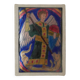 Enamel of the great fire of Saint Michael on a wooden frame religious object Saint Martin Abbey decoration frame