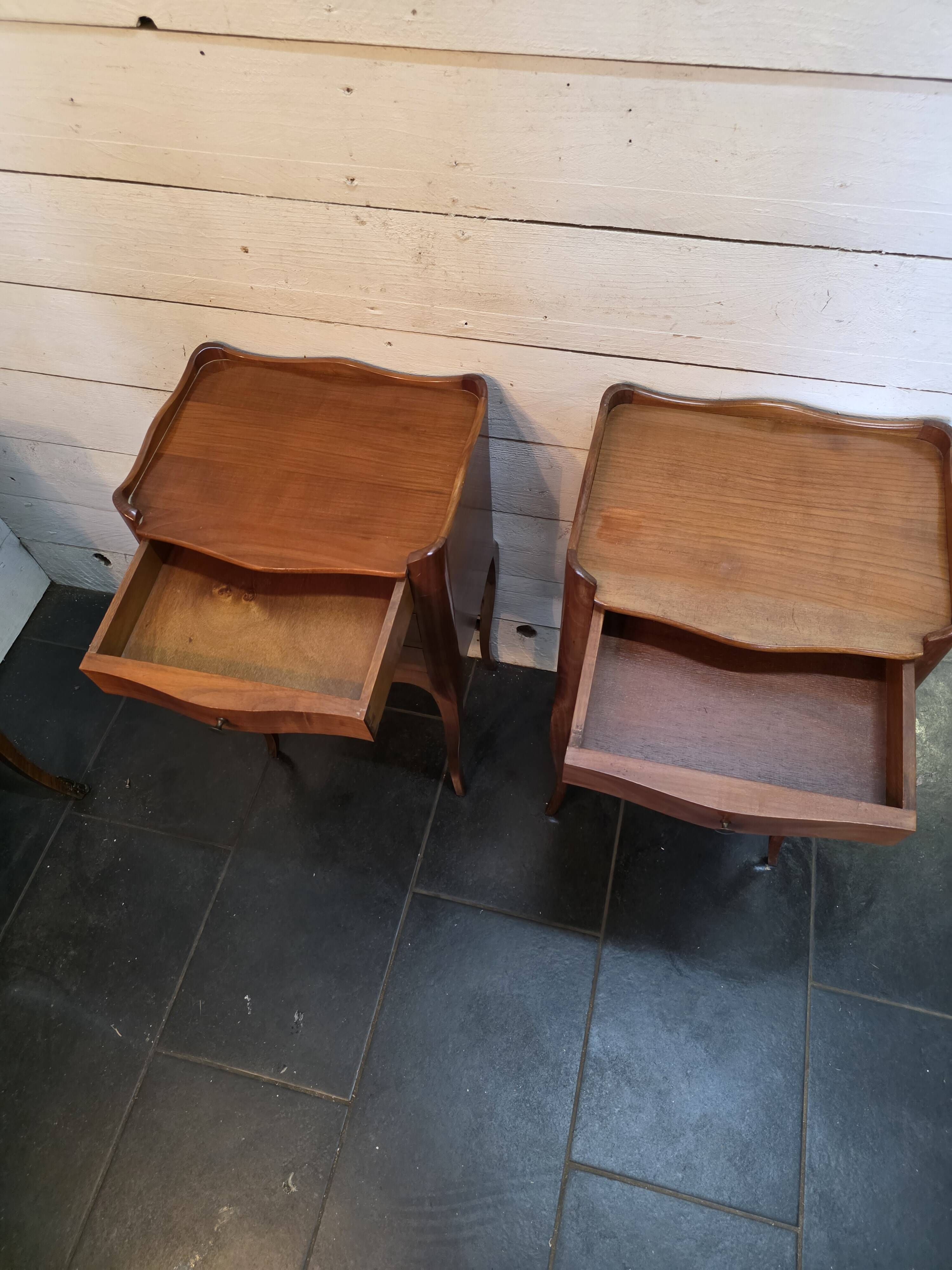 Pair of Louis XV style cherrywood bedside tables