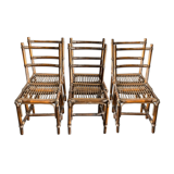 Set of 6 brown rattan chairs