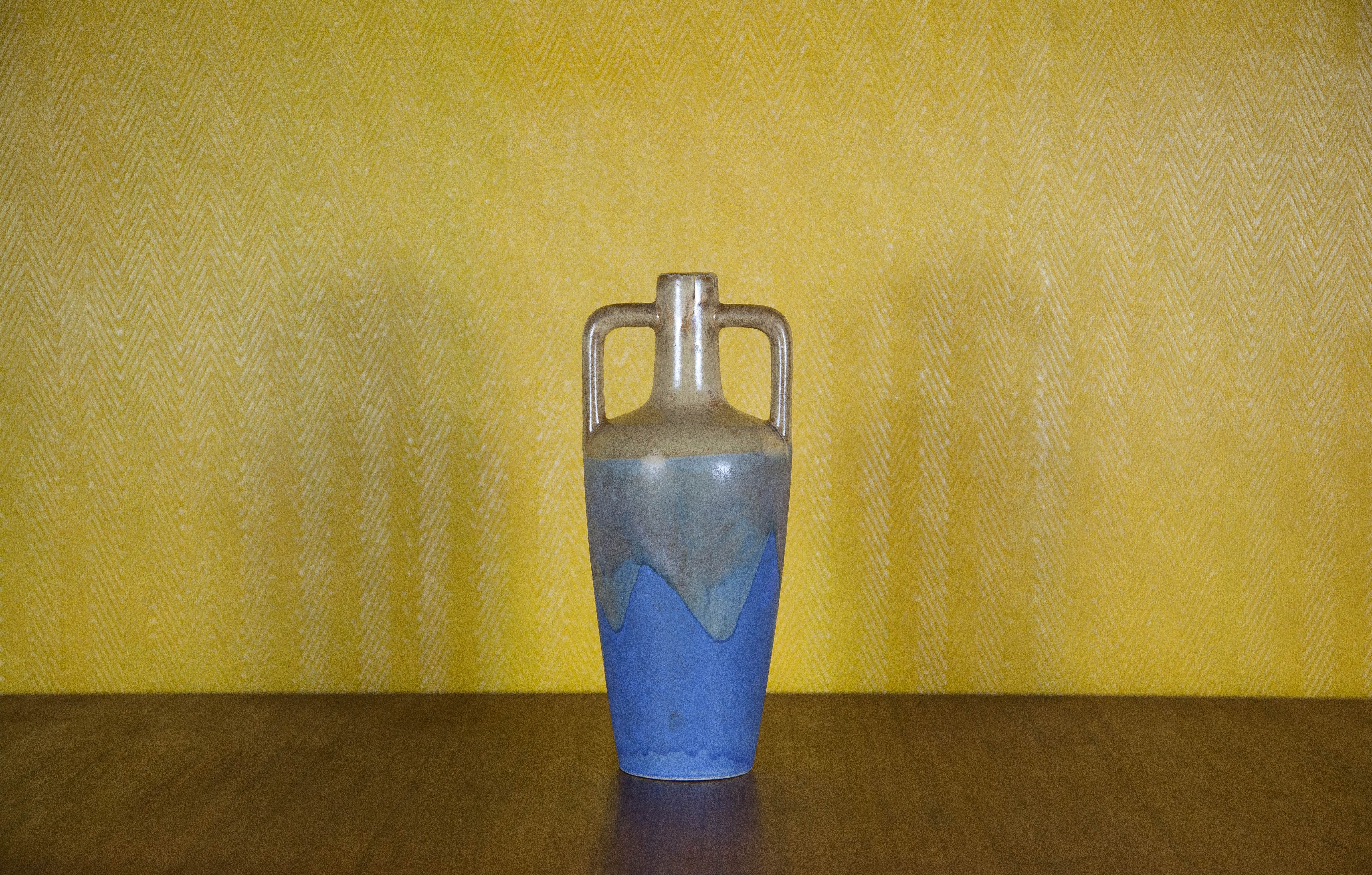 Flamed glazed stoneware bottle, Fournier Demars St-Amand alcohol bottle, amphora vase
