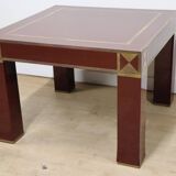 Vintage Jean-Claude Mahey coffee table in lacquered wood and brass, 1970