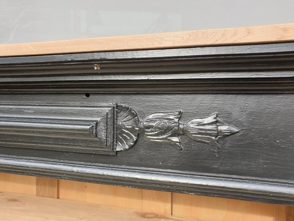 Neoclassical black wood bookcase with columns