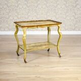 Late 19th Century Rococo Mahogany Tea Table with Floral Paintings, 1890s