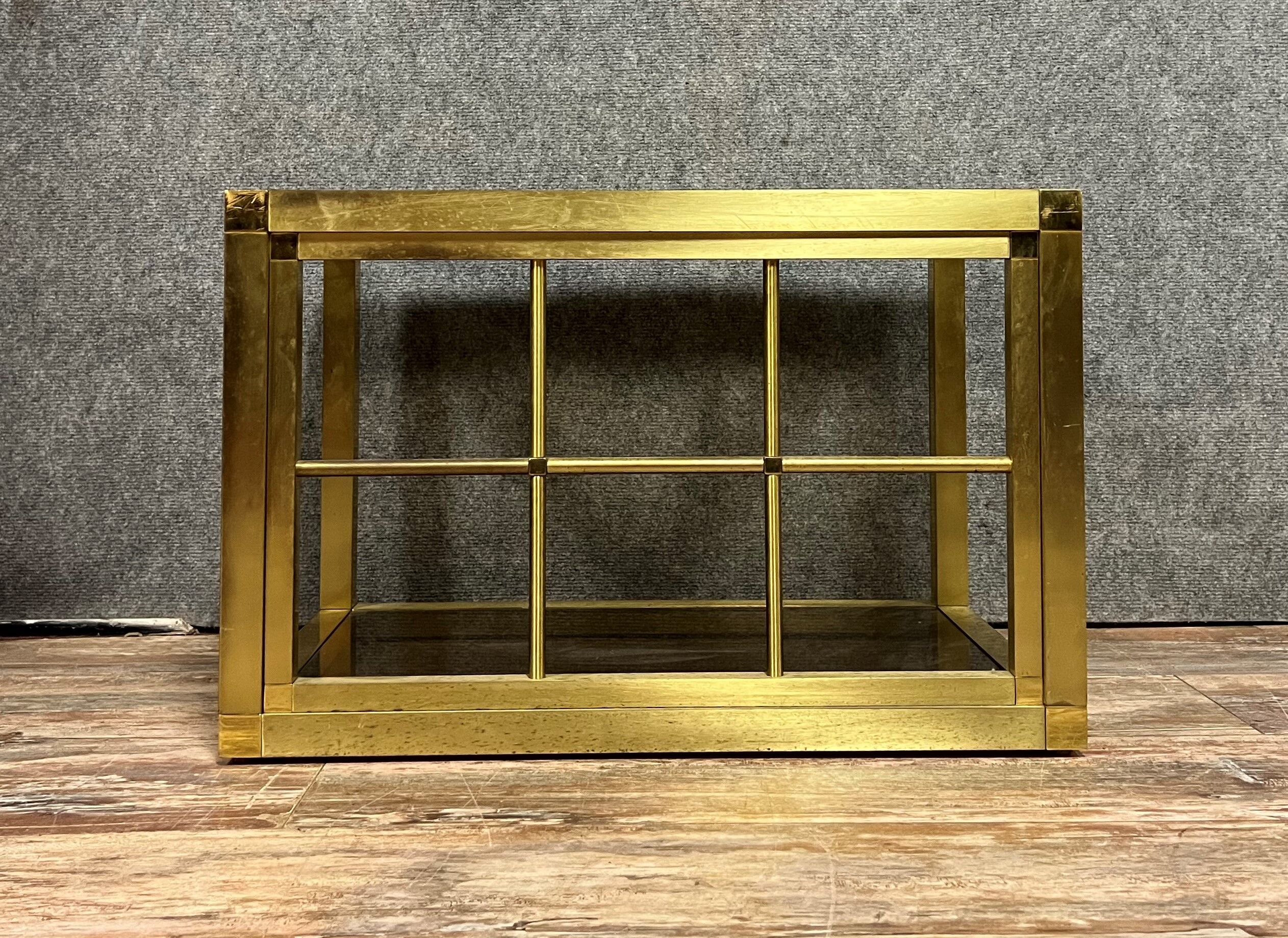 Anna Nora coffee table in gilded brass and circa glass 1960-1970