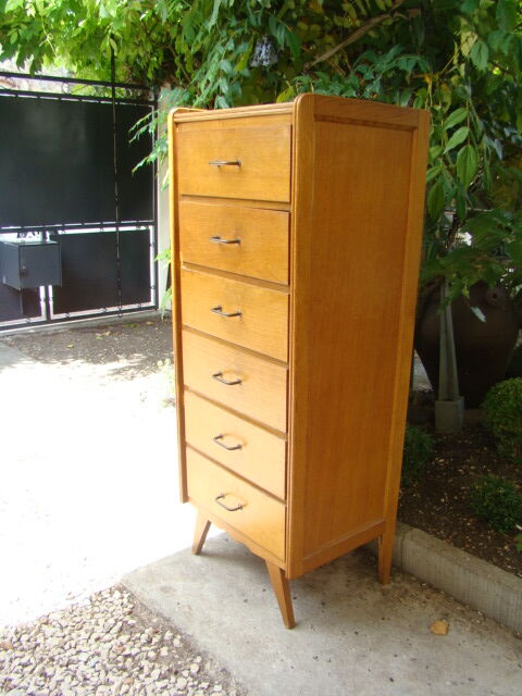 Chiffonnier chêne clair vintage 60