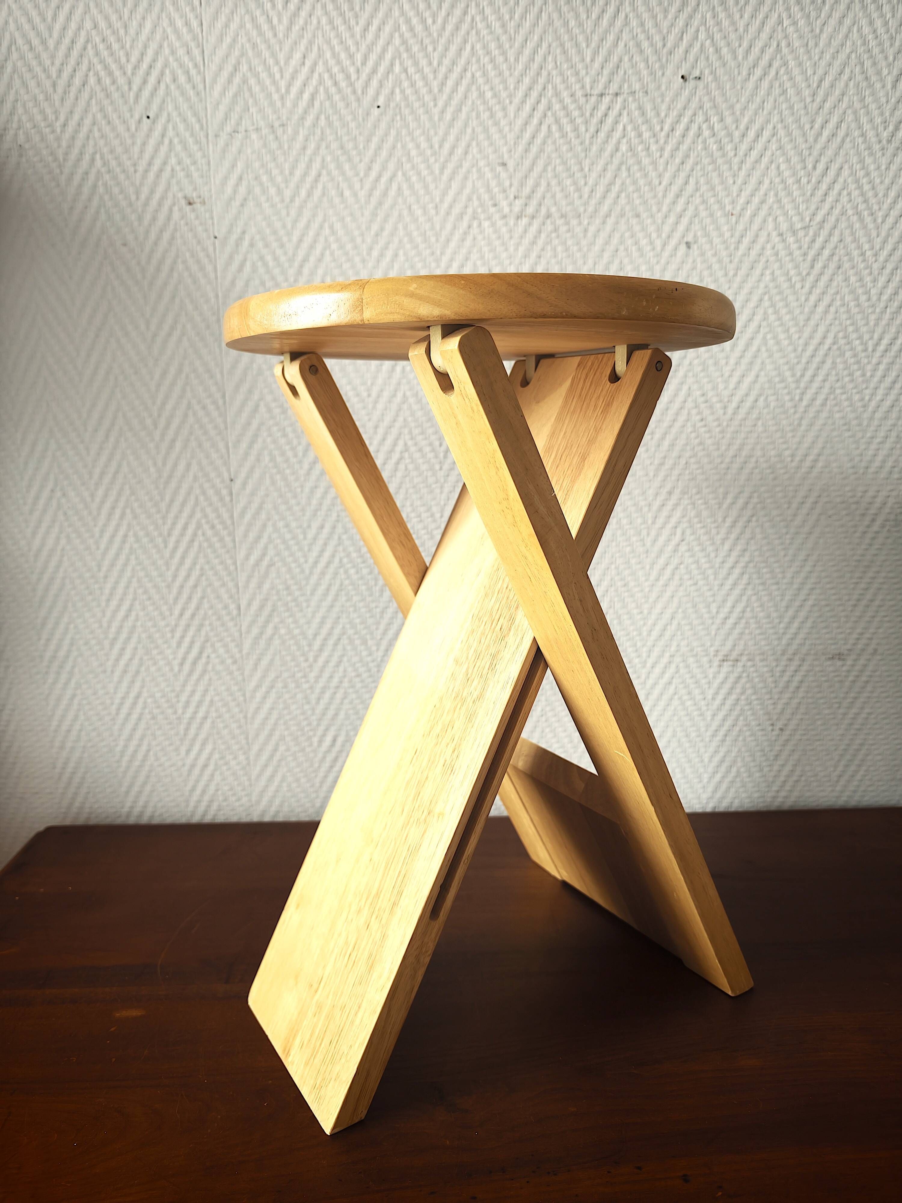 Tabouret pliant en bois 1980