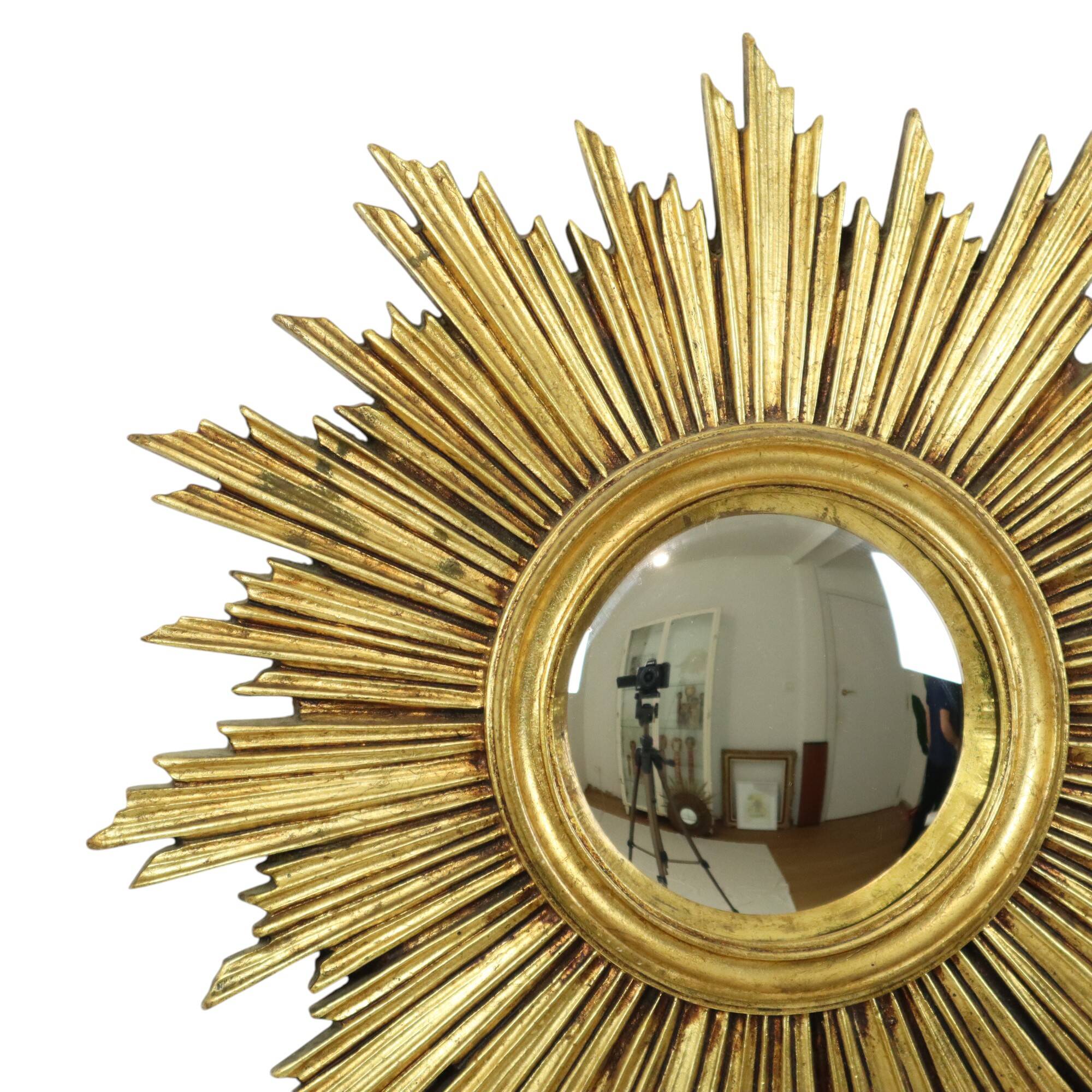 Vintage Sunburst Mirror Sun Mirror Gold Leaf Sixties 42cm
