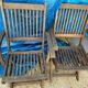 Set of 4 folding chairs/armchairs with armrests in exotic wood