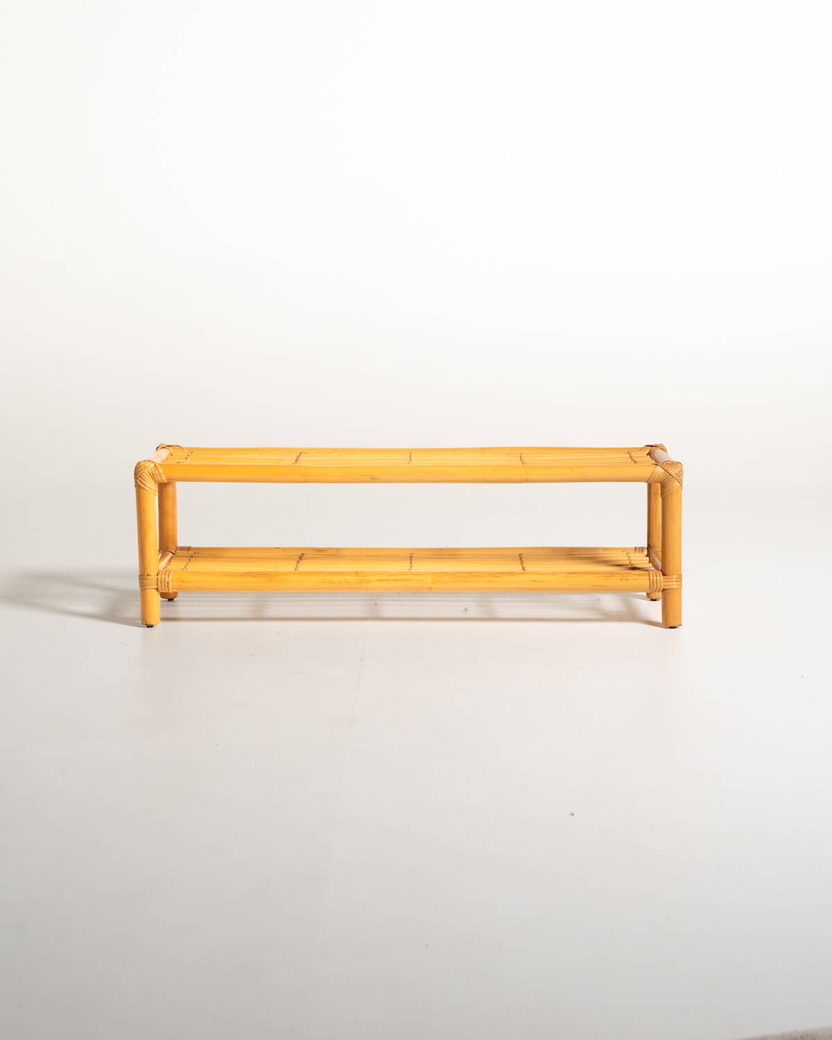 Scandinavian bamboo and rattan bench, second half of the 20th century