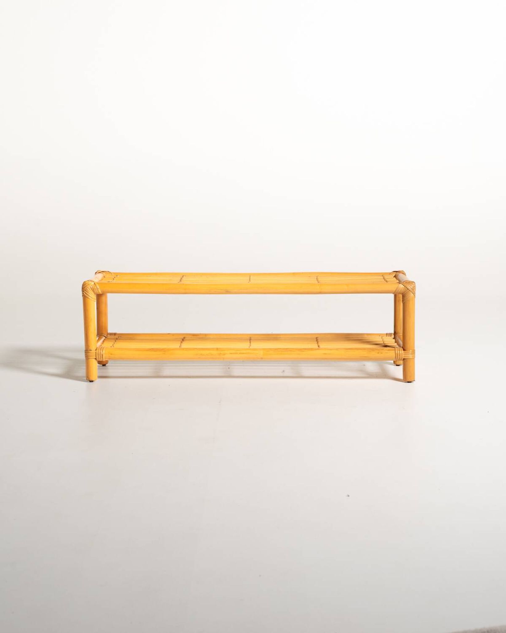 Scandinavian bamboo and rattan bench, second half of the 20th century