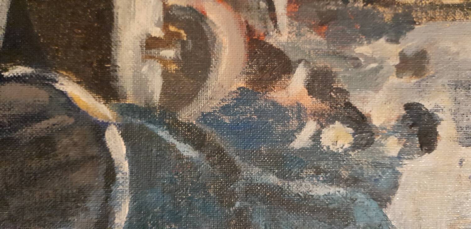 Oil painting with figures