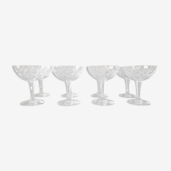 Lot de 8 coupes à champagne en cristal ciselé anciennes