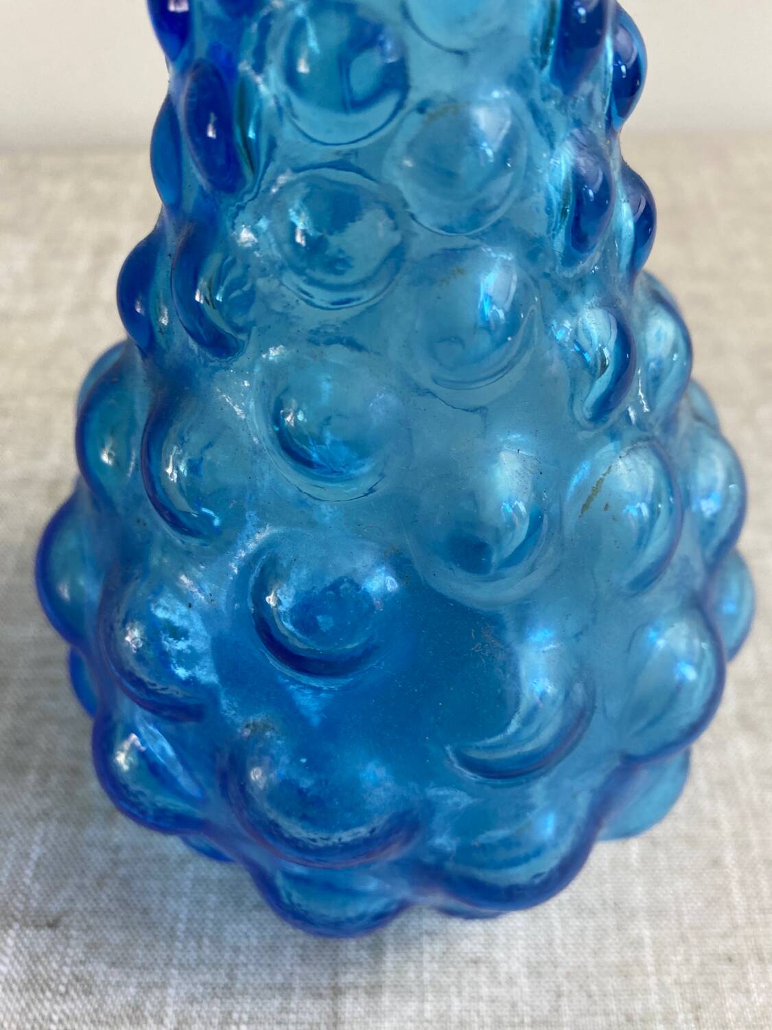 Turquoise blue employment glass carafe