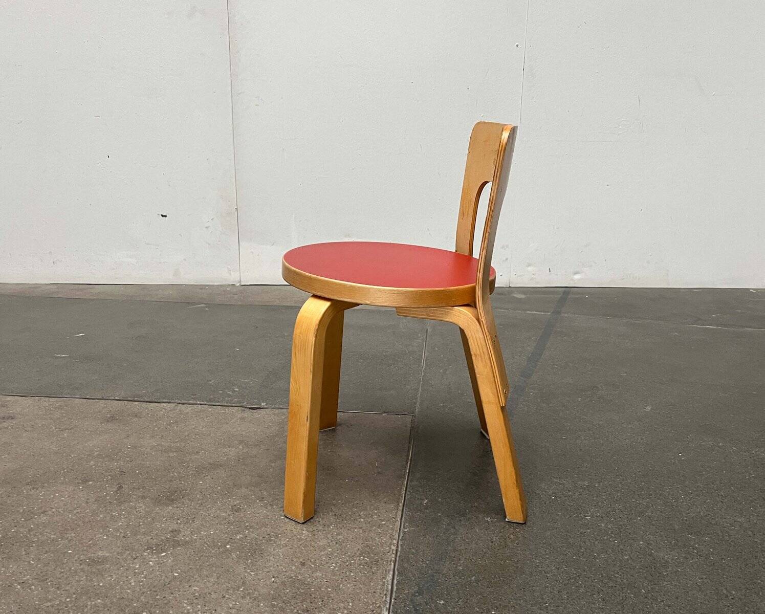 Vintage Red Children's Chair in Linoleum N65 by Alvar Aalto for Artek, Finland, 1970s