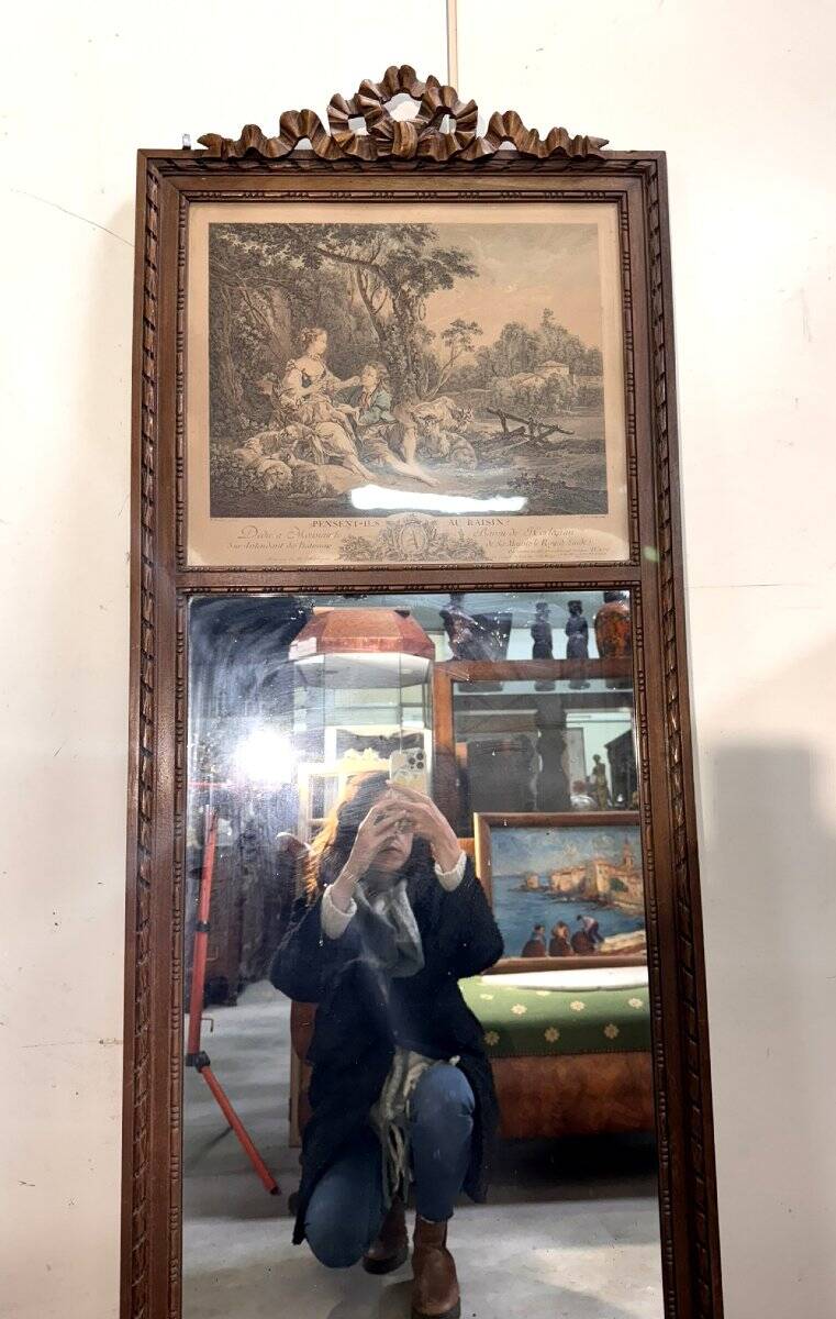 Louis XVI style trumeau mirror in carved wood